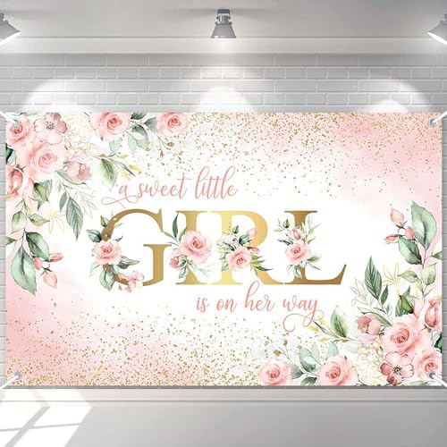 Fondo para baby shower niña 70.8x43.3 pulgadas rosa miniatura 1