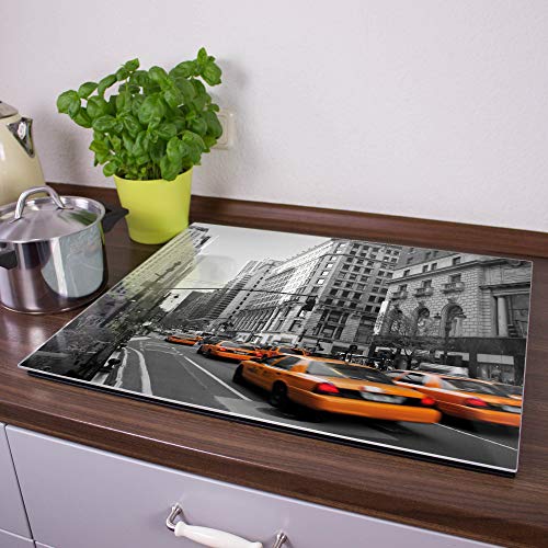 Herdabdeckplatte aus Glas | Herdabdeckung einteilig 60x52cm | Spritzschutz für Ceranfeld oder Induktionsherd | Schneidebrett perfekt für die