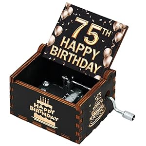 Spieluhr zum 75. Geburtstag – Handkurbel aus Holz – Spieluhr für Frauen, Männer, Mutter, Schwester, Bruder, Ehefrau…