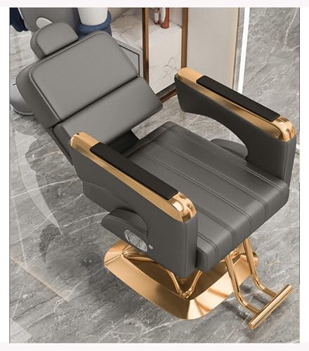 Silla de peluquería hidráulica resistente, silla reclinable extra ancha para salón de belleza, para peluquerías, equipo de belleza gris, comodidad para uso profesional