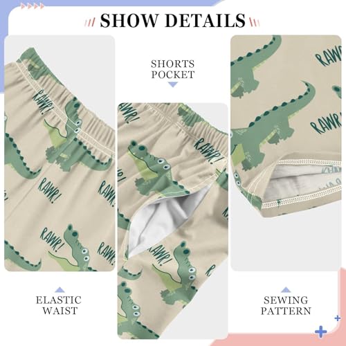 ZZXXB Lovely Alligator Boys Long Pants Soft Trousers Elastic Waist Kids Lounge Bottoms with Pockets S-XL4