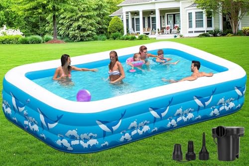 Large Inflatable Pool for Adults, 130' X 72' X 22' Blow-up Pools Swimming Pool, 2025 Upgraded Extra Oversized Thickened Family Pools for Backyard Summer Outdoor