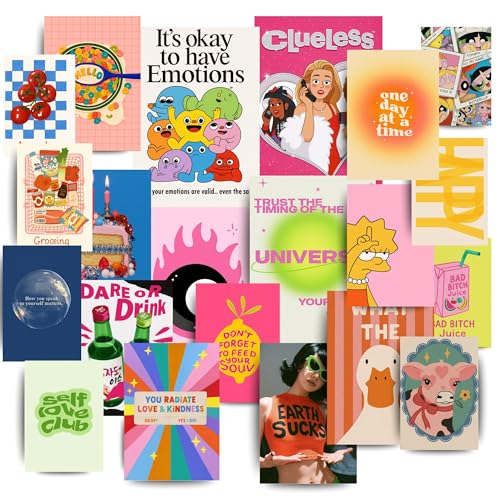 Image of Yellow Town India Y2K Crush Poster Kit | Pack of 21 MultiSized Art Prints + Wall Friendly Adhesive | 300 GSM | Pink Girly Self Love Aesthetic Posters | Room Decor for Hostels & Dorms