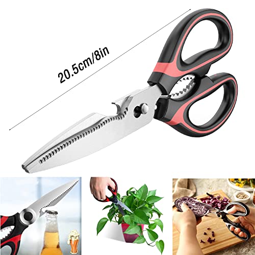 KISUOMAOYI Heavy Duty Kitchen Scissors, Sharp Kitchen Scissors Multipurpose Utility Stainless Steel Scissor, Kitchen Shears for Chicken, PoultryMeat, Vegetables, Herbs, BBQ,Bottle & Jar Opener(2pcs ) - Image 3