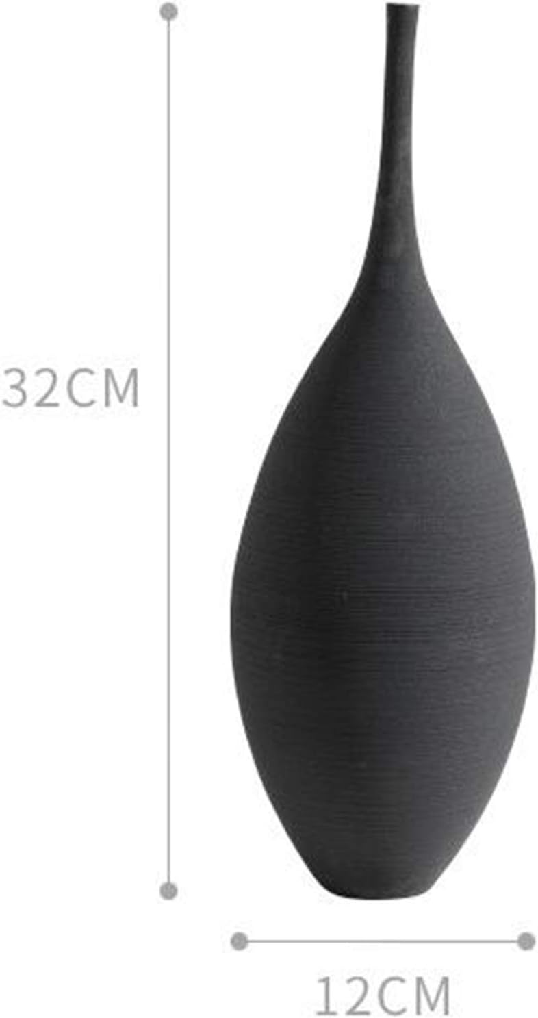Decorative Vase, Small/Tall Ceramic Nordic Simple Flower Branches Vase Floral Zen Natural Theme Flower Vase for Tabletop Living Room Decor (Black A)