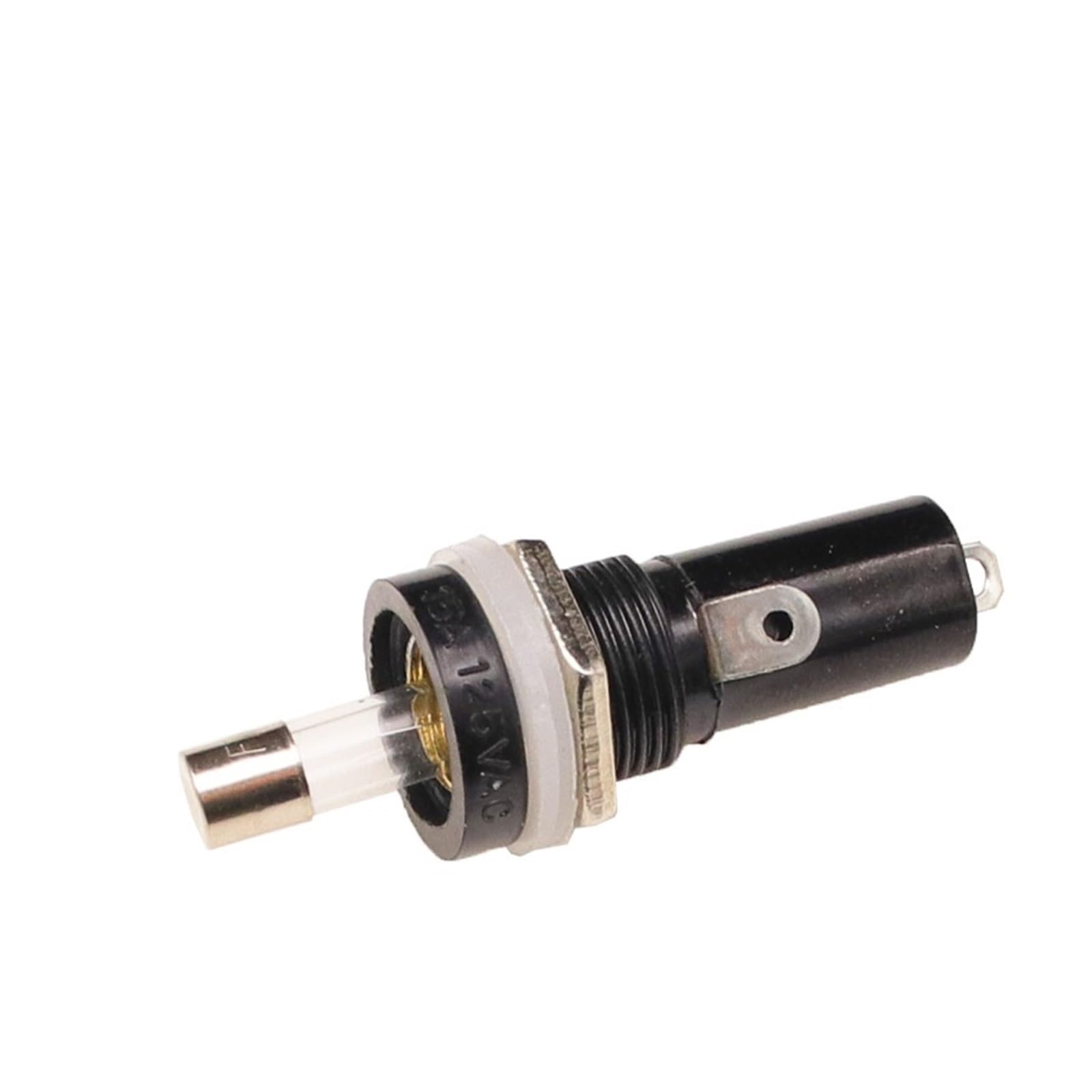 Portafusibles 5x20 mm a rosca chasis negro de plastico para proteccion de circuito electrico 250V