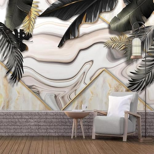Tzxztt Plantas Abstractas Creativas Con Efecto Mármol Papel Pintado 3D Seda Texturizada Primera Calidad Neutros Material Ideal Para SalóN Dormitorio-200cm×140cm