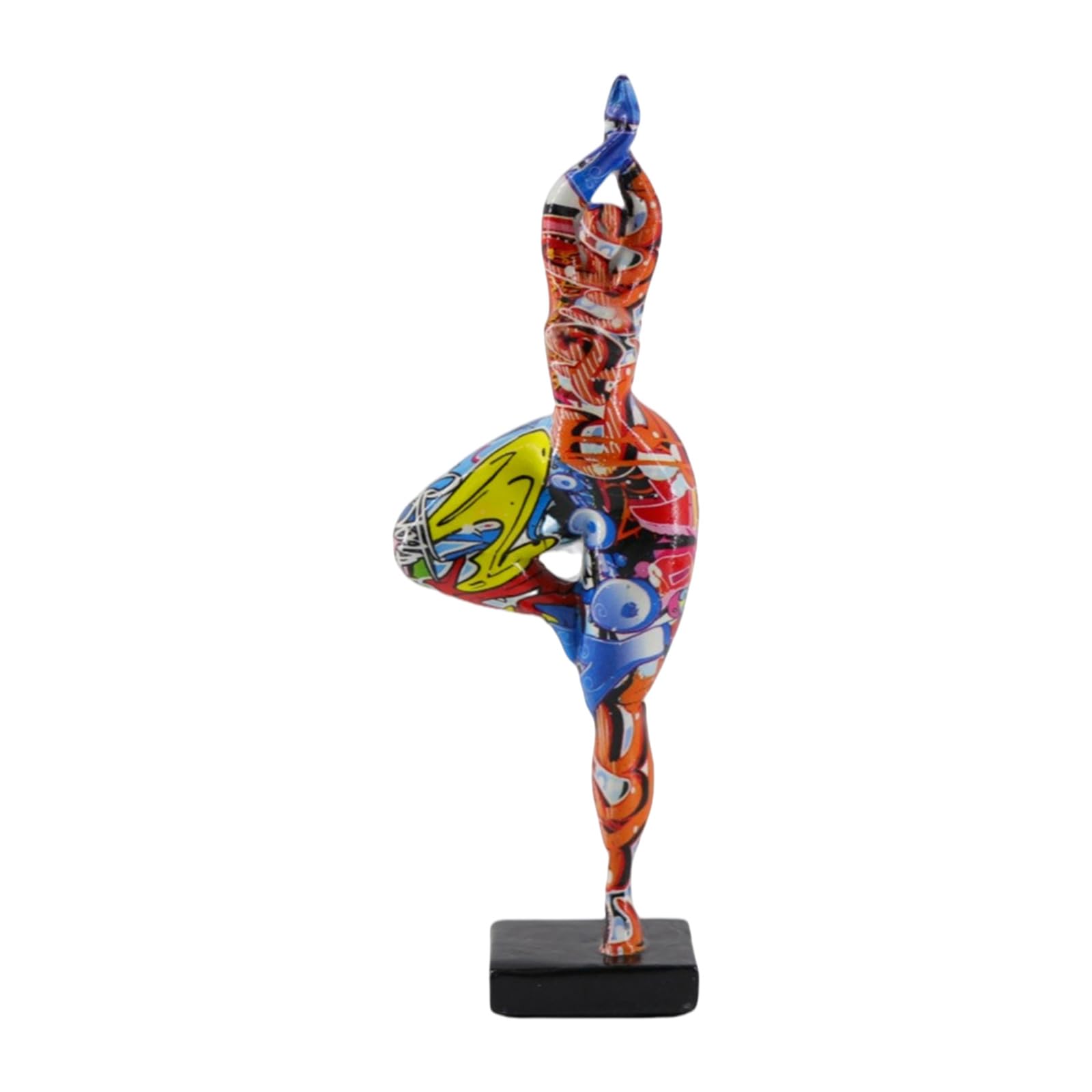 Artistic Dancer Resin Sculpture Ornament Graffiti Colorful Abstract Lady Figurine Decors for Bookshelves Desk Display Colorful Lady Figurine for Bookshelf Display