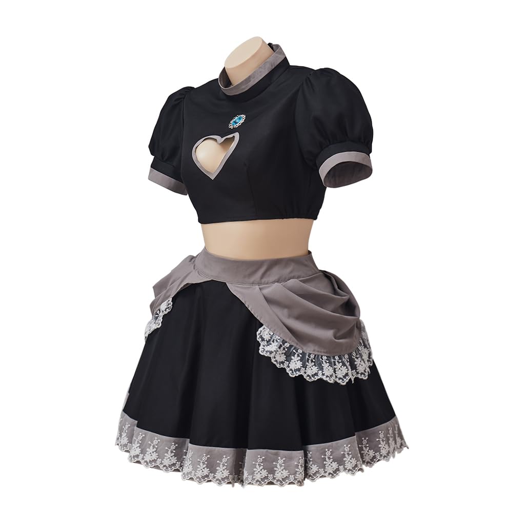 Willyacos Bowsette Cosplay Dress Sexy Black Short Princess Bowsette Cosplay Costume Dress Tops Skirts Outfit for Adult Women: XX-Large Black