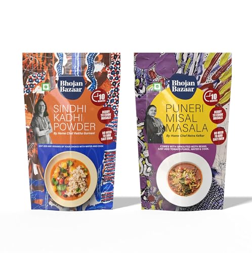 Image of Bhojan Bazaar Instant Misal Masala & Sindhi Kadhi Masala Powder Combo (70g Each) Ready to Cook, Maharashtrian Misal Pav Rassa Mix & Traditional Sindhi Curry Spice (4 Servings Each Pack)