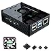 Bruphny pour Raspberry Pi 4 Boitier pc avec USB C Alimentation ，Ventilateur Silencieux ，5V 3A Dissipateurs Case for Raspberry pi 4 8go Pi 4 Model B B+ Boîtier (Pas De Carte Raspberry Pi Incluse)