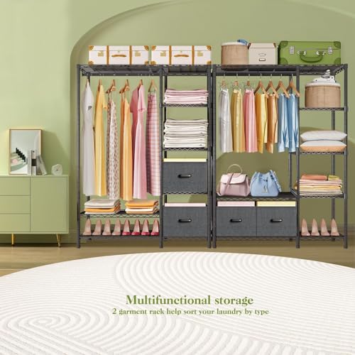 Miniatura 2 de Taotigzu Armario Abierto Perchero Con Estantes Armario Abierto De Alambre Para Ropa 6 Niveles Vestidor De Metal Resistente Para Colgar Ropa, 44.9 L X 15.74 W X 70.9 H, Carga Máxima 560lbs, Negro