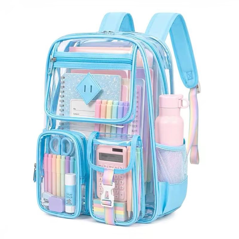 Image of PIG PIG GIRL Clear Backpack for School,Heavy Duty PVC Transparent Bookbag for Girls Stadium Approved See Through Backpack