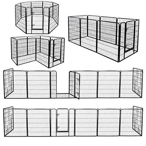 Dog Playpen Dog Fence Outdoor for Large/Medium/Small Dogs 8/16 Panels Indoor Dog Pen 24"/32"/40" Height Metal Dog Exercise Pen Portable Puppy Playpen Pen - Image 6