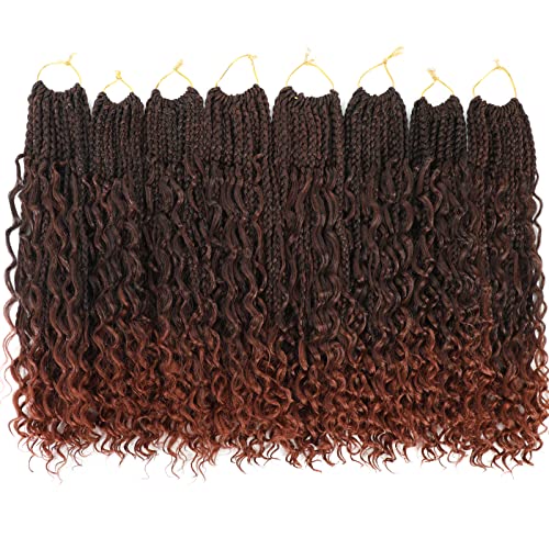 Goddess Box Braids Crochet Hair For Women Copper Red 14 Inch 8 Packs Crochet Braids With Curly Ends Pre Looped Boho Box Braids Bohemian Goddess Braids(14 Inch (Pack Of 8), T1B/350) #TOP5
