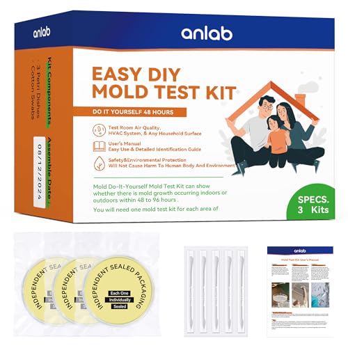 anlab™ Kit di test stampi per la casa, rilevatore di stampi fai da te | Test sistema HVAC | Superfici domestiche | Kit di test della qualità dell'aria interna - Guida di identificazione inclusa -