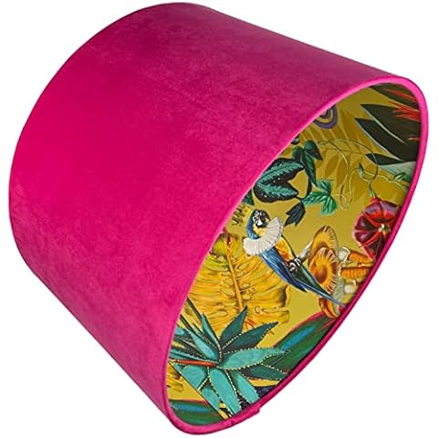 Hot Pink Velvet Tropical Jungle Lampshade Cover
