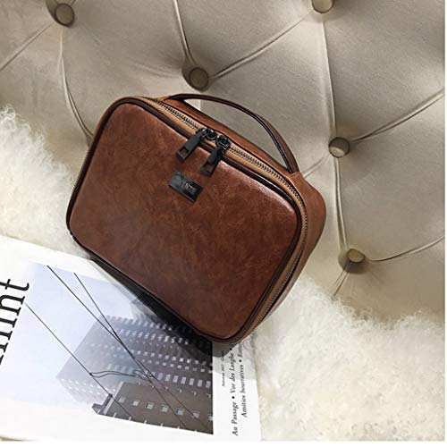 Preisvergleich Produktbild GHMOZ Retro Kosmetiktasche Haushaltsaufbewahrungstasche Multifunktionswaschbeutel Reise Aus Tragbarem PU-Material Wohlfühlen Metallschieber Mehrfarbig Optional Kosmetiktasche (Color : Brown)