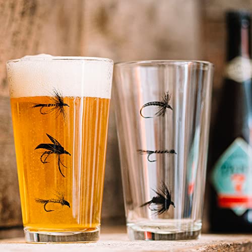 Pint Glasses By Black Lantern – Fly Fishing Pint Glass – Fly Fishing Flies - Kitchen Glasses And Fishing Decor - Glassware Sets, Kitchen Cups - Cabin Decor And Glasses For Fishermen #TOP1
