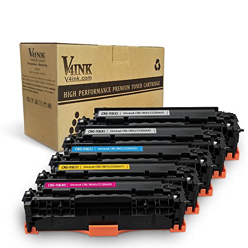 V4INK Remanufactured Toner Cartridge Replacement for Canon 118 HP 304A CC530A, for use in Canon ImageCLASS MF726Cdw LBP7660Cdn MF8580CDW MF8380Cdw,HP Laserjet CP2025dn CP2025n CM2320fxi (2KCMY,5 Pack)