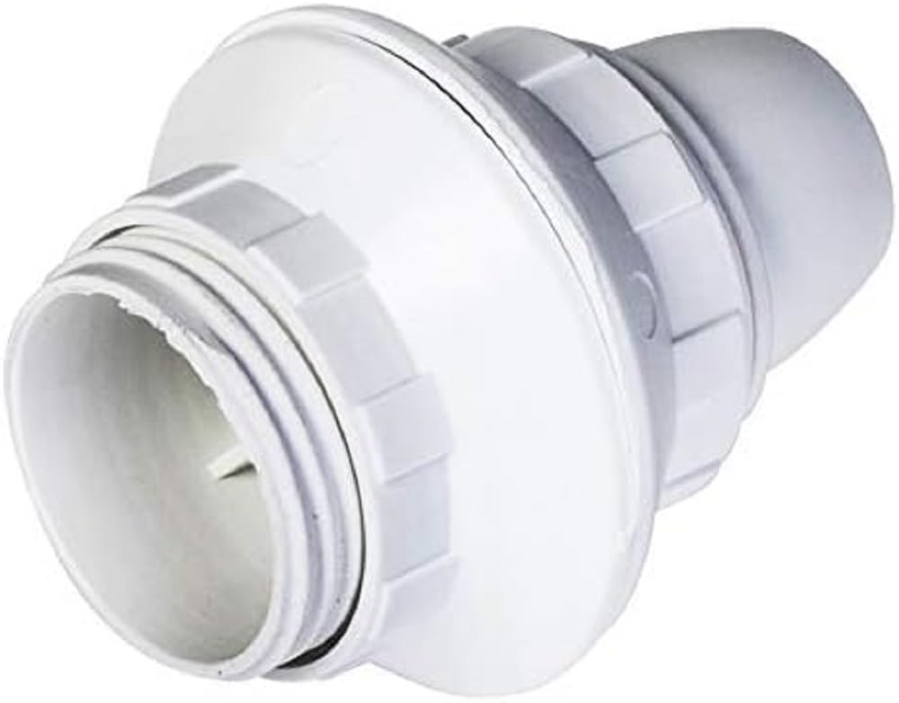 Portalampada E14 con 2 ghiere corpo filettato bianco