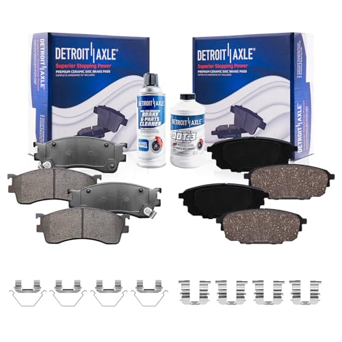 Image of Detroit Axle - Brake Pads for 2001-2003 Mazda Protege 2002-2003 Protege5 Front and Rear Premium Ceramic Brake Pads with Hardware Replacement