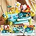 JEFLYM 2026 Upgraded Toddler Sand Water Table Toy with Electric Water Pump, Kids Sand Water with Faucet/Play Food Accessories/Fishing Toy, Kitchen Play Sink Toys for Girl Boy Age 3+ (Blue)