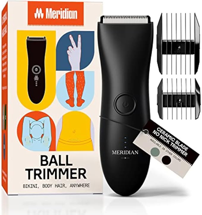 Meridian Ball Trimmer Men, Body Hair Trimmer Men, Ball Shaver Men, Pubic Hair Trimmer Men, Body Shaver Men, Body Trimmer for Men, Body Groomer for Men, Man Scape Onyx