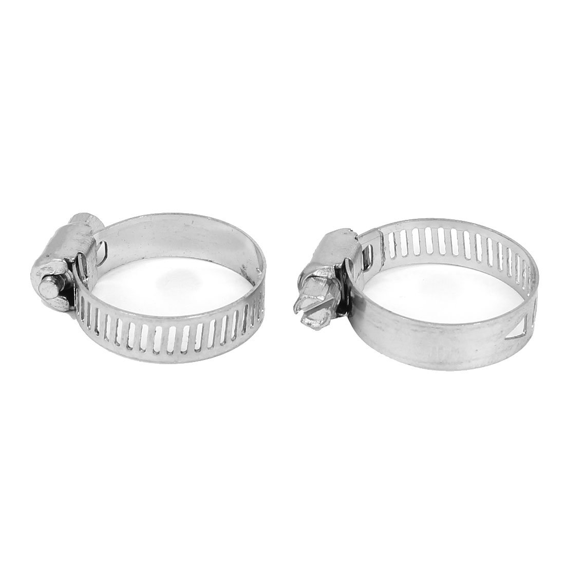 Aexit Pipe Fitting Clamps Adjustable Worm Gear Hose Clamps Clip Silver Tone Strap Clamps 16-25mm 7pcs