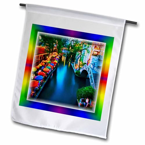 3dRose fl_25861_1 River Walk in San Antonio Garden Flag, 12 by 18-Inch