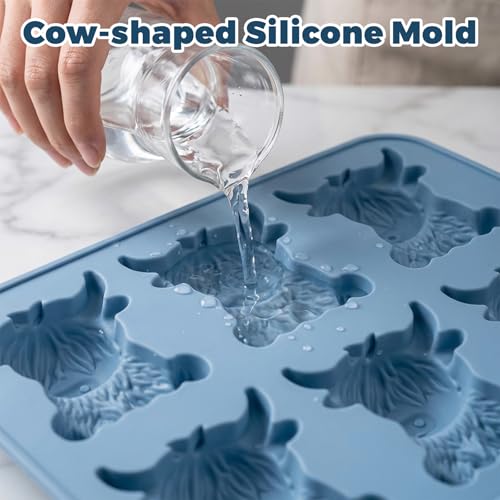 Molde de silicona para cubitos de hielo vaca Highland 3D miniatura 3