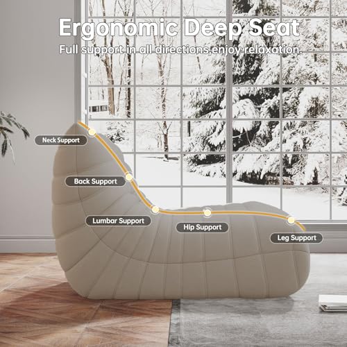 WHGBJA Bean Bag Chair for Adults, Lazy Bean Bag Sofa for Bedroom, Living Room, Reading, Gaming Floor Sofa Chair, Boneless, Comfy — view 5