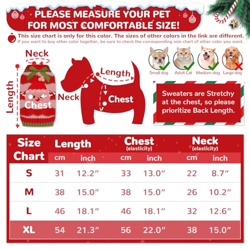 SKXEO Christmas Dog Sweater Dress with leash hole, Save pattern Xmas Ugly Pet Cat Puppy Jumpers For Small Medium Dogs Winter - Image 2