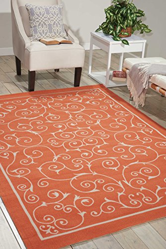 Nourison Home and Garden Indoor Outdoor Floral Vibrant Orange Rug (7 9 x10 10 )