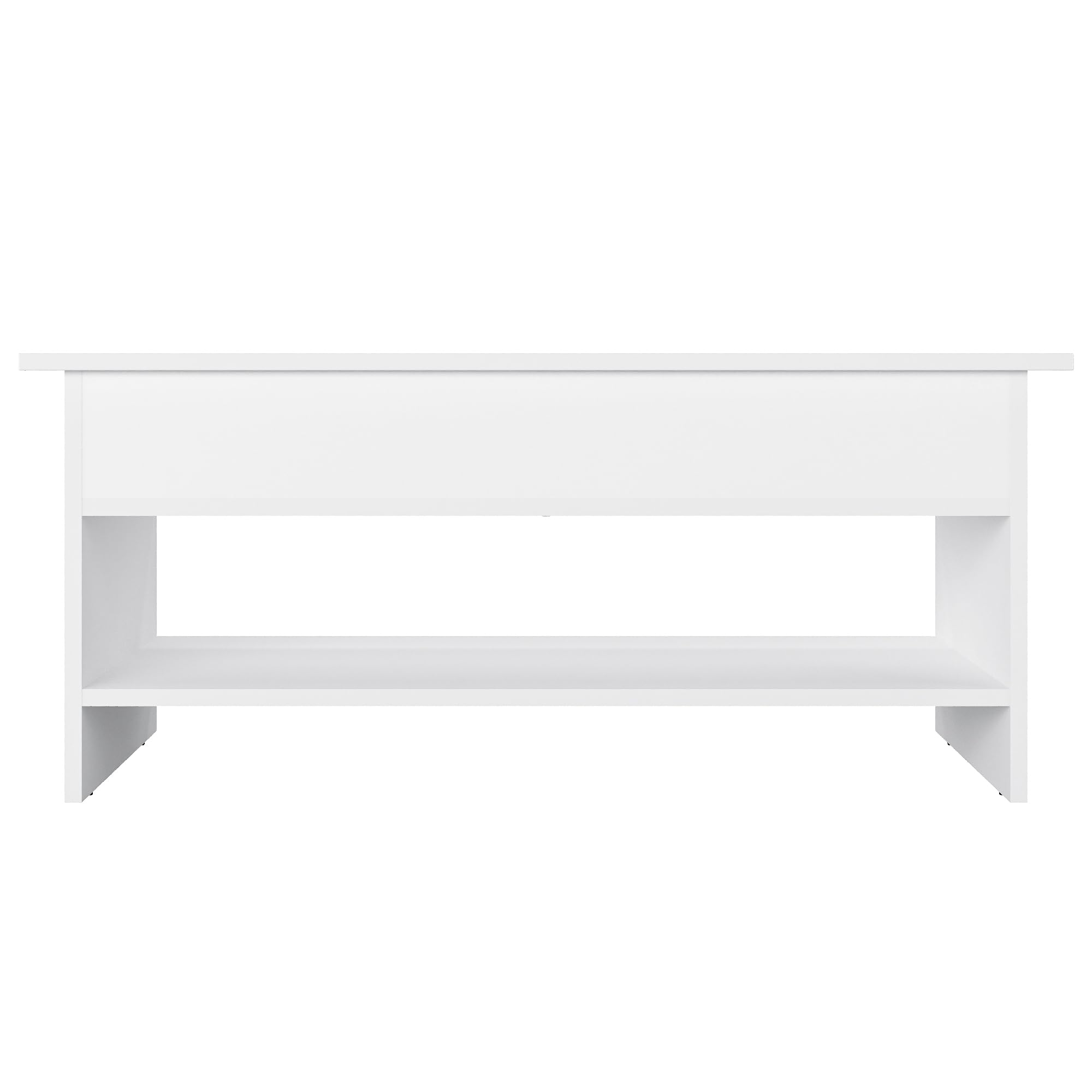 KOMTO Stolik Kawowy z Podnoszonym Blatem – Nowoczesna Ława Kawowa do Salonu ze Schowkiem, Stolik do Kawy regulowany z funkcją podnoszenia Biały |Tokyo 98,4 x 50,4 x 48 cm