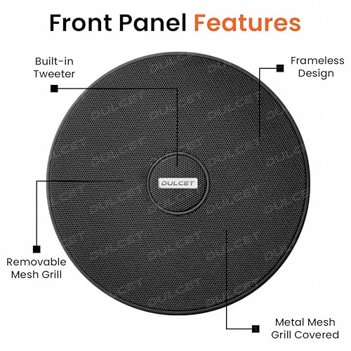 Image of DULCET DC-CS6F-BT Pro Black 6.5 Inch 20W 2 Way Active Bluetooth Ceiling Speaker with Inbuilt Amplifier - Supports Upto 3 Passive Ceiling Speakers