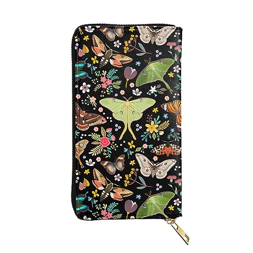 Magic Butterflies Wallet Slim Thin Leather Purse Wallet With Zip Around Clutch Casual Handbag For Phone Key Credit Cards