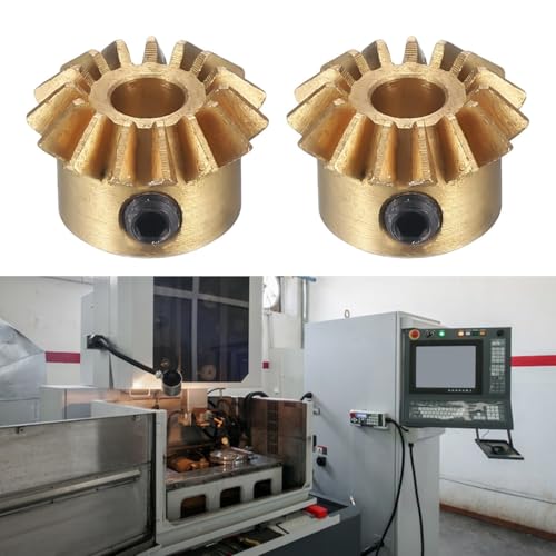 Hoite 2er-Pack 0,8-Modul-Messingkegelräder – 20 Zähne, 6-mm-Loch, für die Drehung der Hardwaremechanik (Gelb)