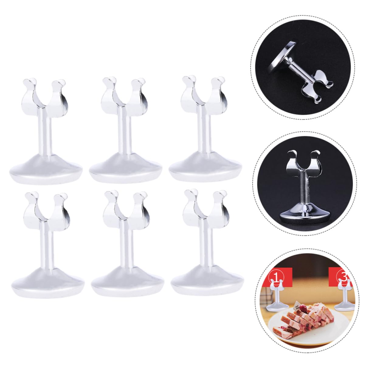 6piezas Portanúmeros De Mesa Tarjeteros De Inoxidable Multifunción Diseño Elegante