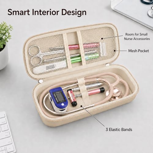 Image of ALKOO Stethoscope Case for 3M Littmann Classic III /Cardiology IV, Rosegold | for MDF Acoustica Stethoscopes, for Nurses, Doctors, Nursing School Essentials, Students, Clinic, EMS, Travel, Hard Bag Only