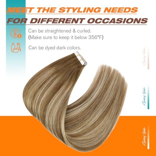 Image of Sunny Hair Blonde Tape in Hair Extensions Human Hair 18 Inch for Daily Wear