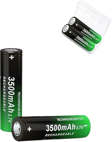 3.7 Volt Rechargeable Battery, 2 Pack 3500Mah Battery High Power Lasting Long for Headlamp, LED Flashlight, Solar Light, Electronic Devices etc