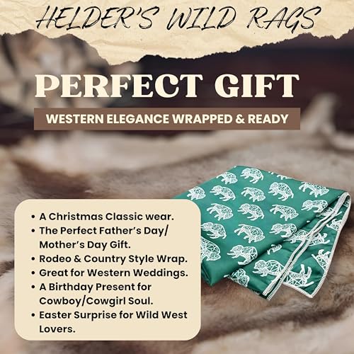 Wild Rag Silk Scarf 36'', Western Cowboy Bandana Square Silky Wild Rags,Turquoise & White Bison Tribal Scarves for Men & Women4
