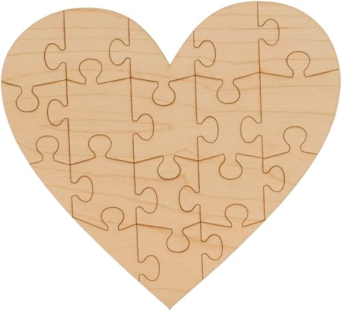 Miniatura 1 de Rompecabezas en blanco con recortes de madera de corazón de 6 pulgadas, 18 pulgadas de grosor, paquete de 10 corazones de madera pequeños para