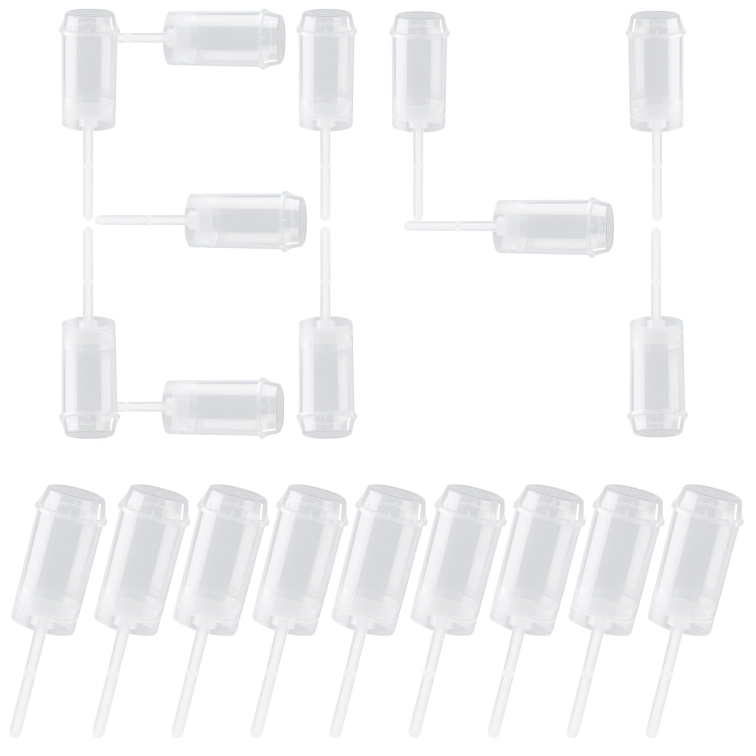 BOROLA 84 pcs Round Shape Clear Push-Up Cake Pop Shooter (Push Up Pops) Plastic Containers with Lids, Base & Sticks