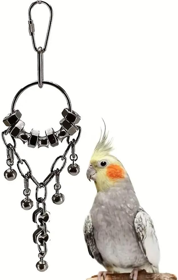 Stainless Steel Parrot Toys,Hanging Stainless Steel Bird Bell Toys | Hanging Chew Parrot Toys for Small & Medium Birds Cockatiel Parakeet Lovebird Green Cheek Conure Budgie Cage Toy
