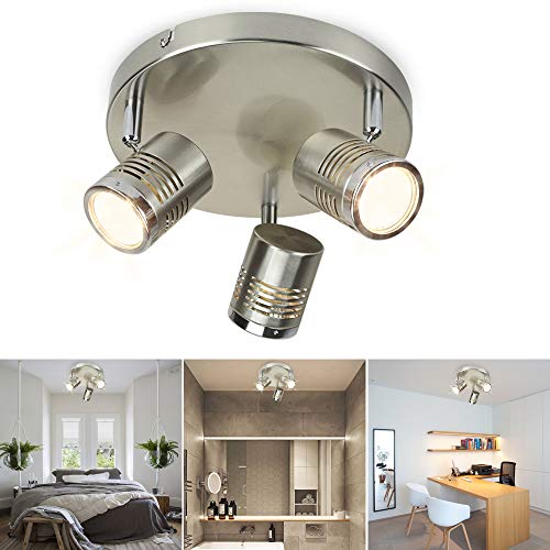 DLLT Industrial Directional Track Light Led, Indoor Round Ceiling Spot Lighting 3-Light