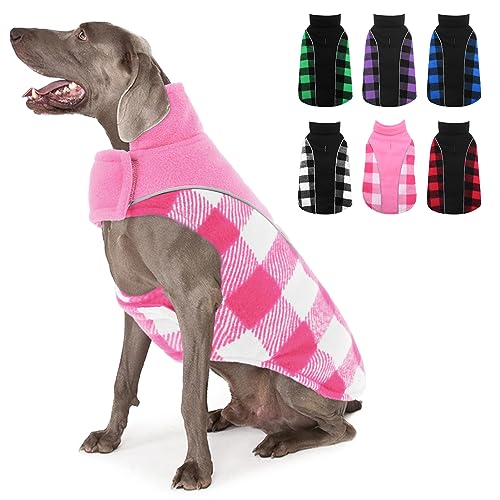 SUNFURA Dog Winter Jacket, Plaid Dog Coat Reversible Cold Weather Dog Jackets with Reflective Straps, Warm Dog Coats Windproof Waterproof Dog Snow Vest for Small Medium Large Dogs, Pink L SUNFURA Dog Winter Jacket, Plaid Dog Coat Reversible Cold Weather Dog Jackets with Reflective Straps, Warm Dog Coats Windproof Waterproof Dog Snow Vest for Small Medium Large Dogs, Pink L