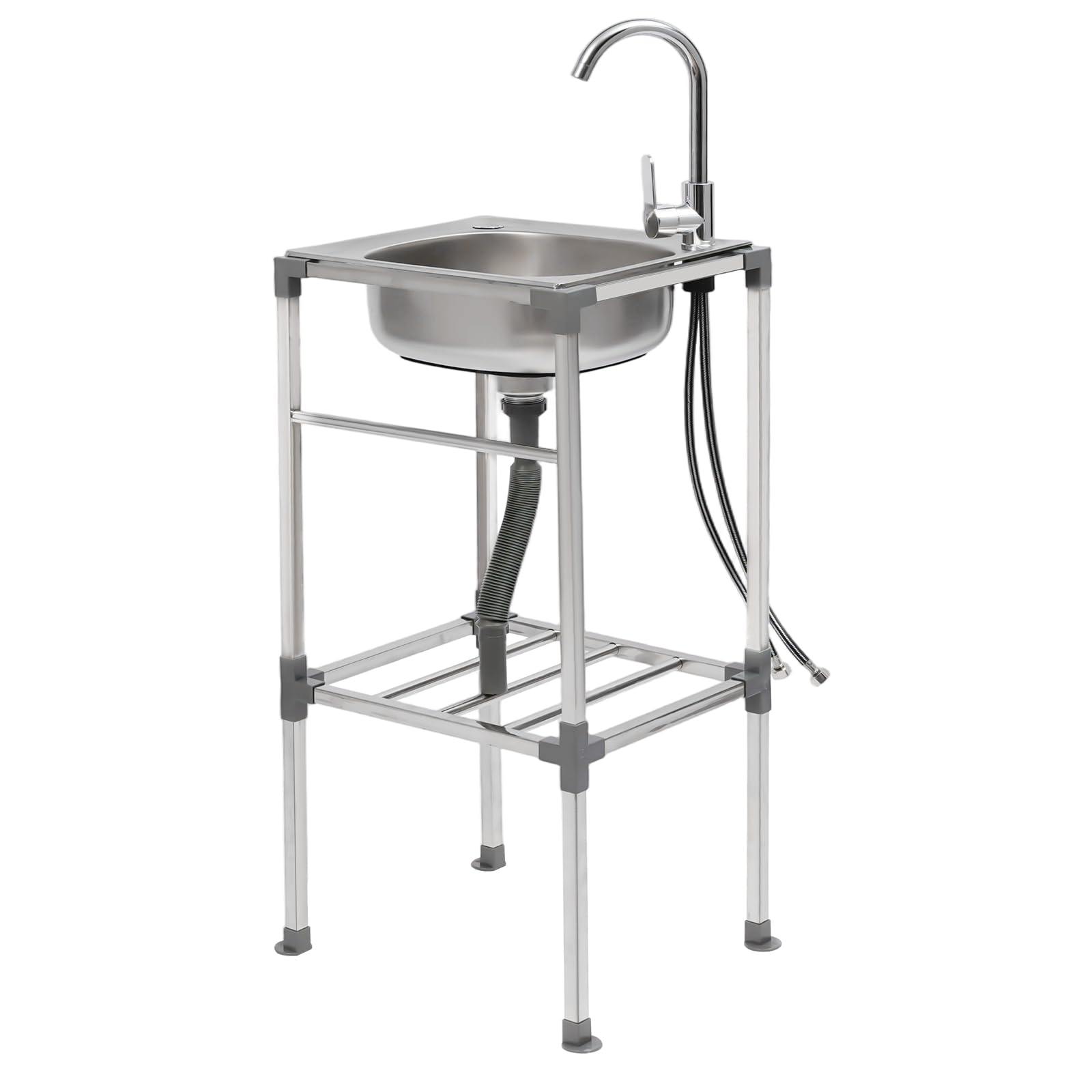 Fregadero de cocina moderno de acero inoxidable con dispositivo de drenaje y dispensador de jabón, orificio de instalación, uso universal para interiores, exteriores, cocinas, bares y restaurantes