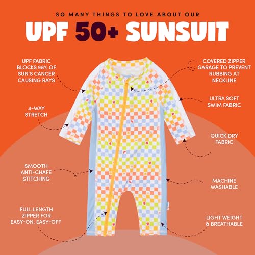 Image of SwimZip UPF50+ Boys Swim Shirt, Long Sleeve One Piece Kids Sunsuit
